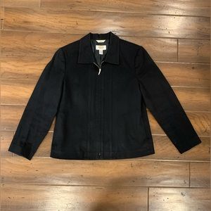 EUC Talbots Vintage Textured Black Zip Blazer Jacket 8P